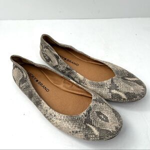 Lucky Brand Women’s Emile Snake Print Ballerina Flats Size 5.5